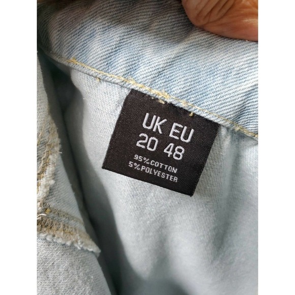 PrettyLittleThing Women's Light Blue Denim Cotton Wide Legs Casual Pants Size 20 - Picture 9 of 12